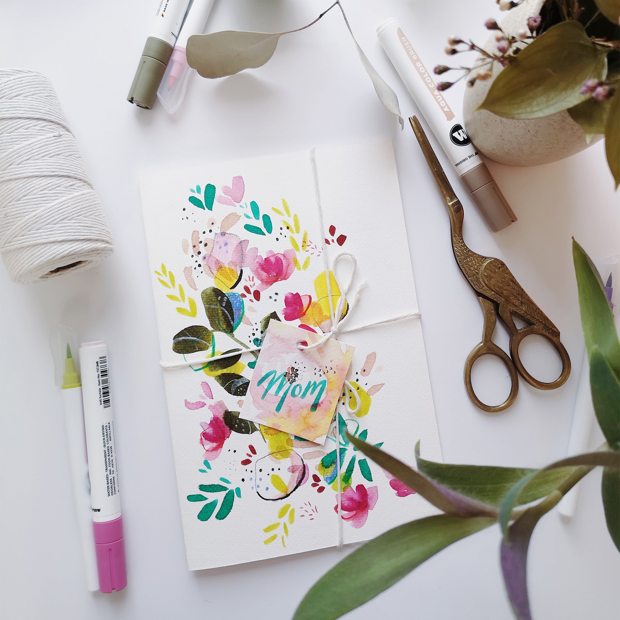 How to make a watercolour greeting card without a paintbrush