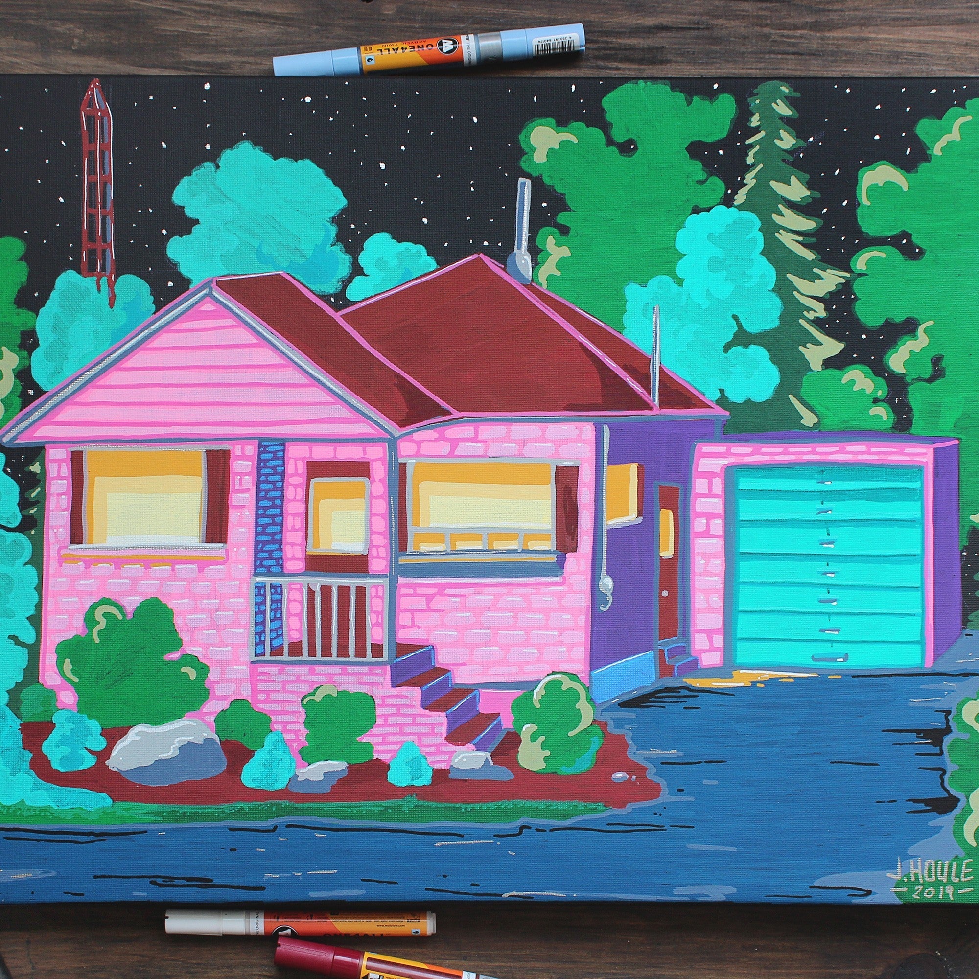 Marker Illustration Technique on Canvas By Justin Houle