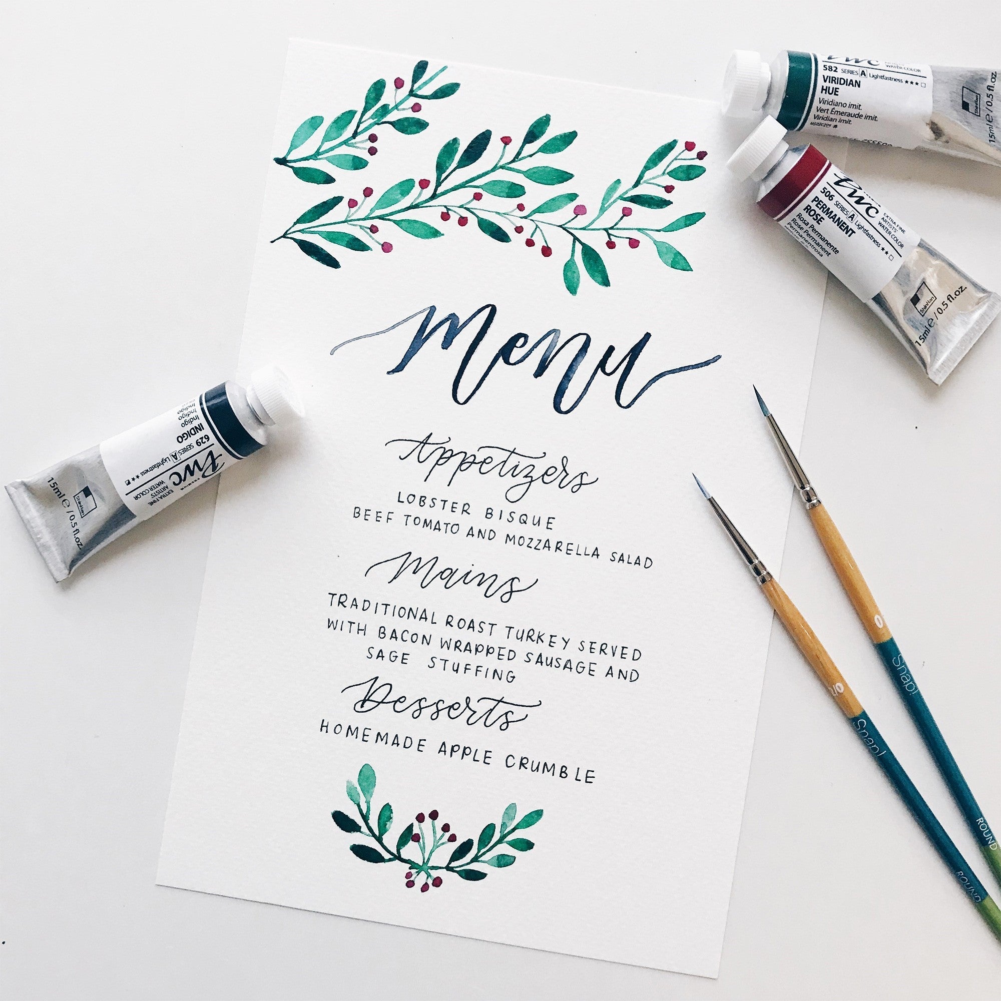 Make Your Own Watercolour Menu