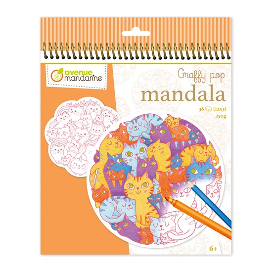 Carnet De Coloriage 3D Graffy Pop – 36 Mandalas Prédécoupés – Animaux De La Savane – Papier 250g – Spirale 360° – Dès 6 Ans