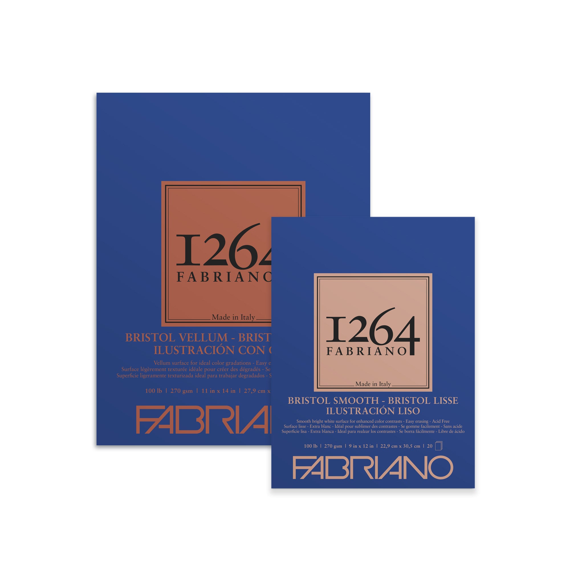 fabriano 1264 BRISTOL paper glue-bound 100lb pad 20 sheets, smooth