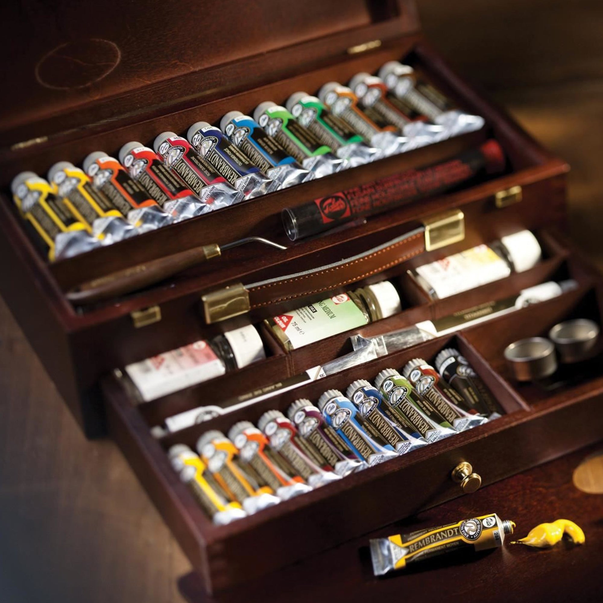 Coffret bois huile Rembrant Excellen tde 41 Tubes et accessoires | Magasin  Sennelier paris depuis 1887