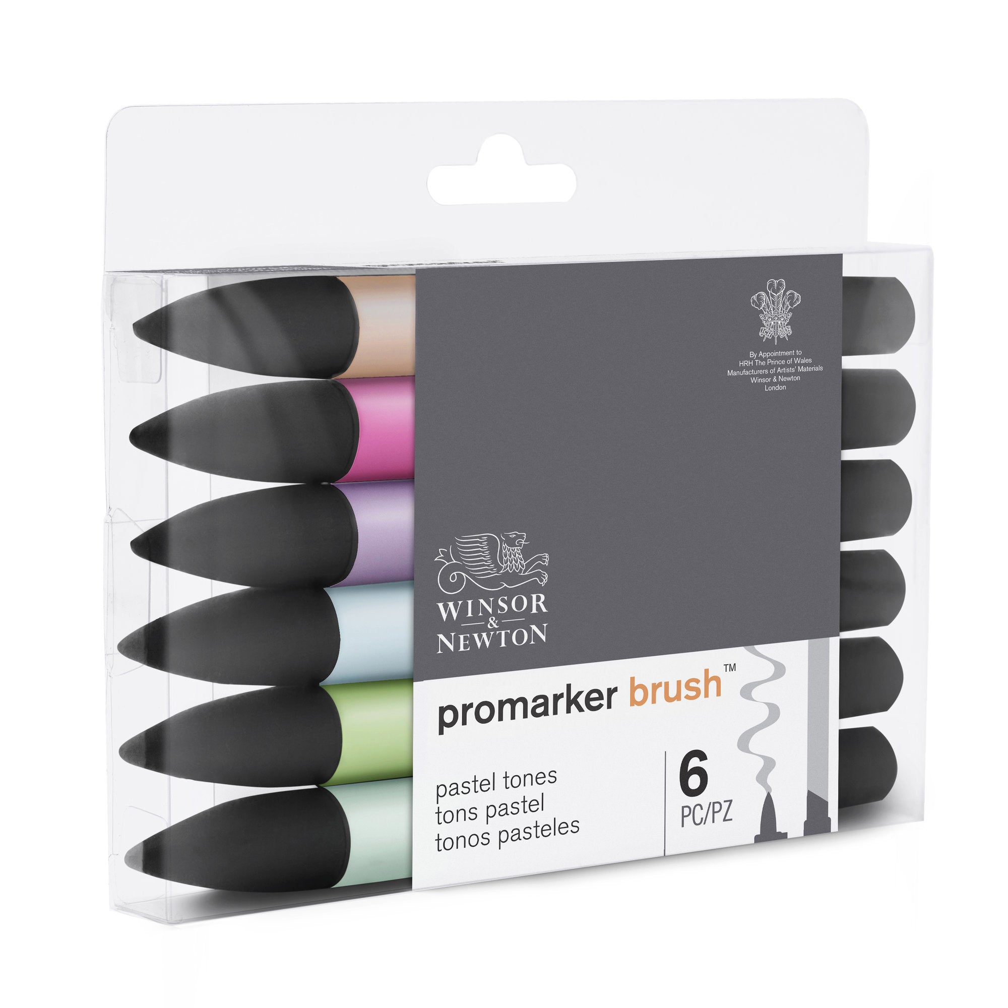 6-Piece Double-Tip Promarker Marker Set in Pastel Colors - Brush and C