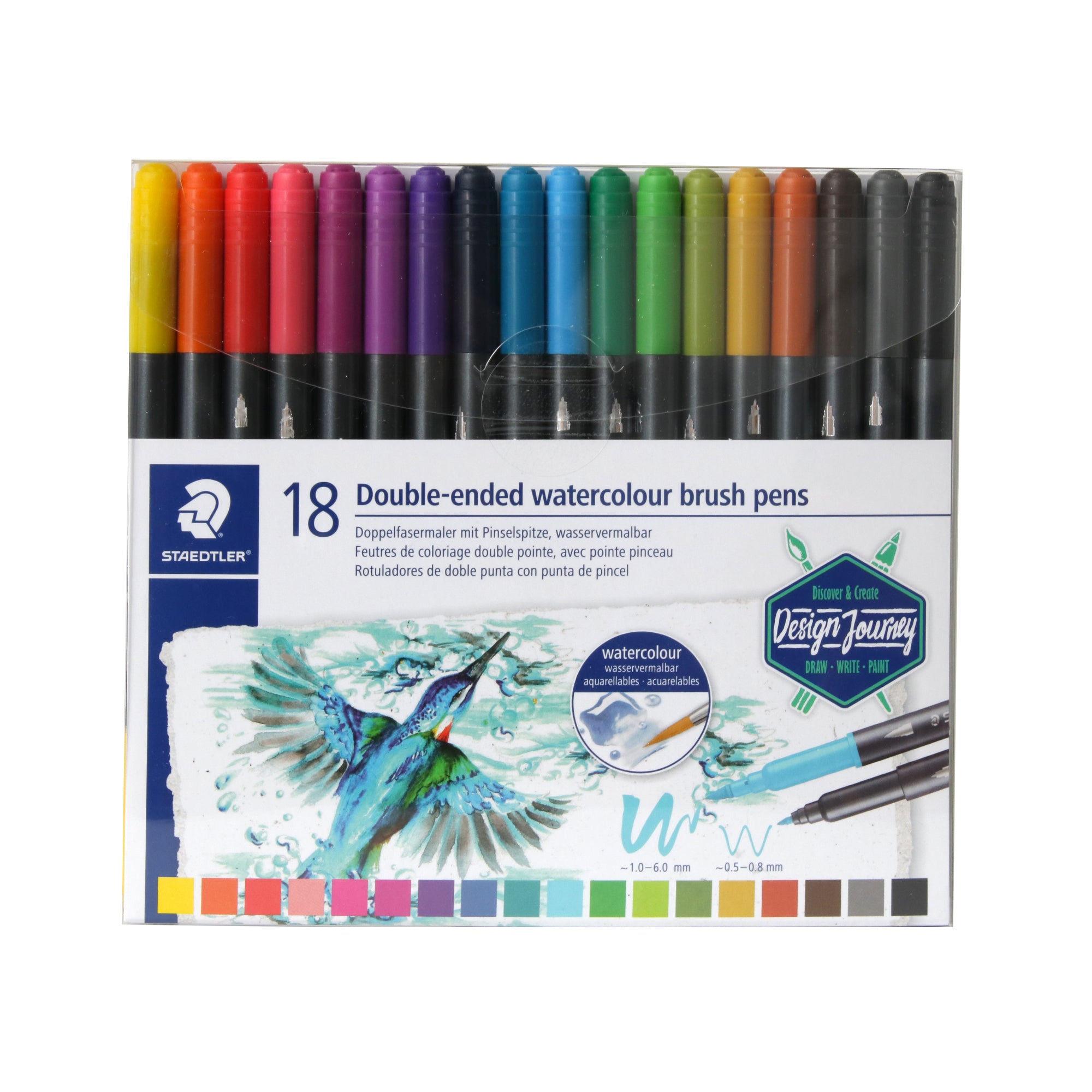Staedtler 3001 TB36 ST Double-Ended Watercolour Brush Pen, 1 Count (Pack of  1), Multicolor