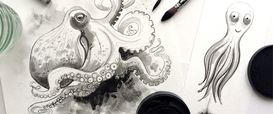 Create an Octopus Using India Ink (FR)