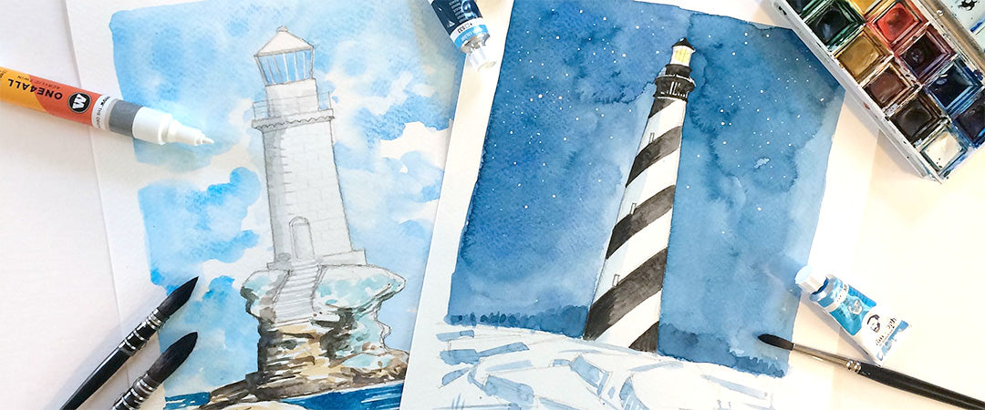 Mysterious Watercolour Lighthouses (FR)
