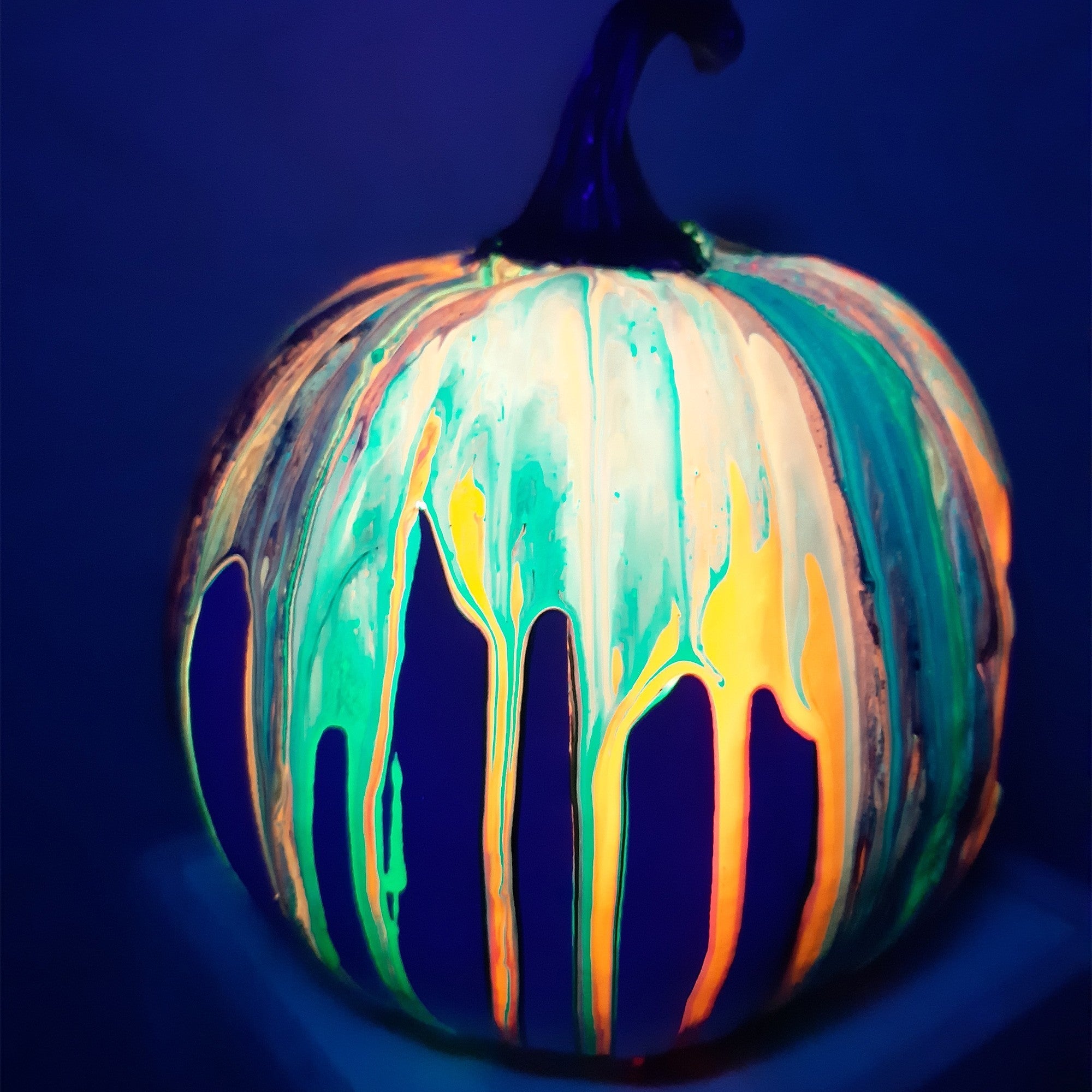 Fluorescent Acrylic Pour Pumpkin