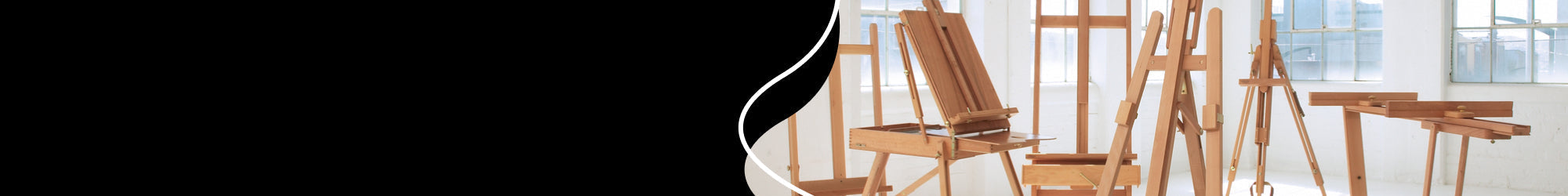 Many different easels in an art room