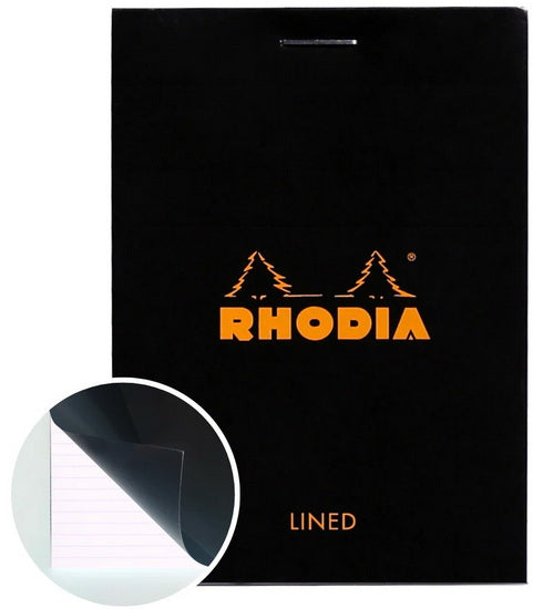 Bloc agrafé Rhodia #11 ligné 7.4x10.5cm 80 feuilles Noir