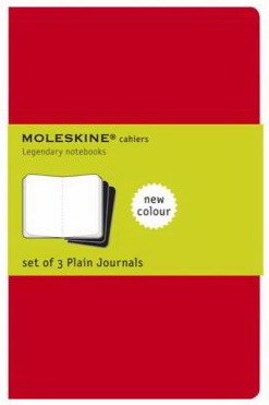 3-Pack Journals - Plain - CRANBERRY RED - 13 X 21 CENTIMETERS