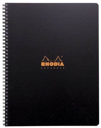 Cahier spirale Rhodia ligné 160p 22.5x29.7cm Noir