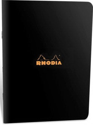 Cahier piqué Rhodia ligné 96p 14.8x21cm Noir