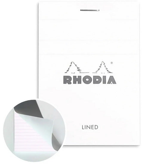 Bloc agrafé Rhodia #11 ligné 7.4x10.5cm 80 feuilles Blanc