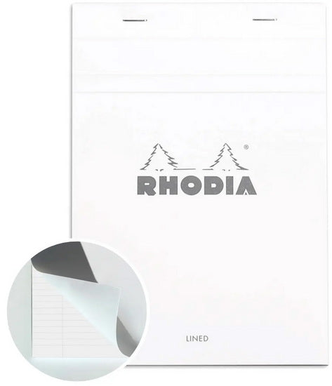Bloc agrafé Rhodia #16 ligné 14.8x21cm 80 feuilles Blanc