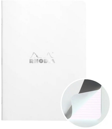 Cahier piqué Rhodia ligné 96p 14,8x21cm Blanc
