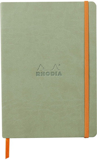 Rhodiarama Cahier souple ligné Céladon A5 160p avec élastique