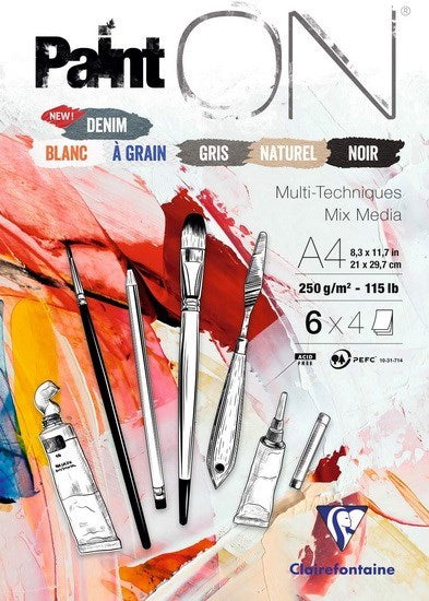 Bloc Paint'On assorties Multi-Techniques 24f 250g 21x29.7cm