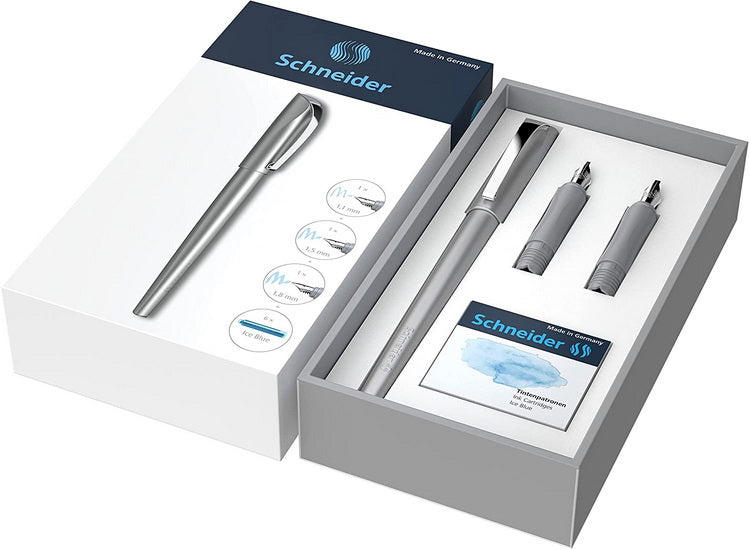 Ens. Stylo plume Anthracite avec 3 pointes et cartouches