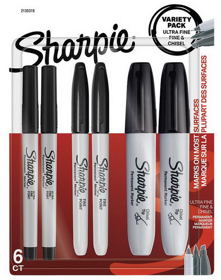 Ens. 6 Sharpie noir variété