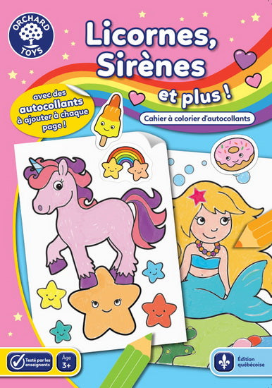 Cahier à colorier licornes, sirènes et plus ! 3/4 ans