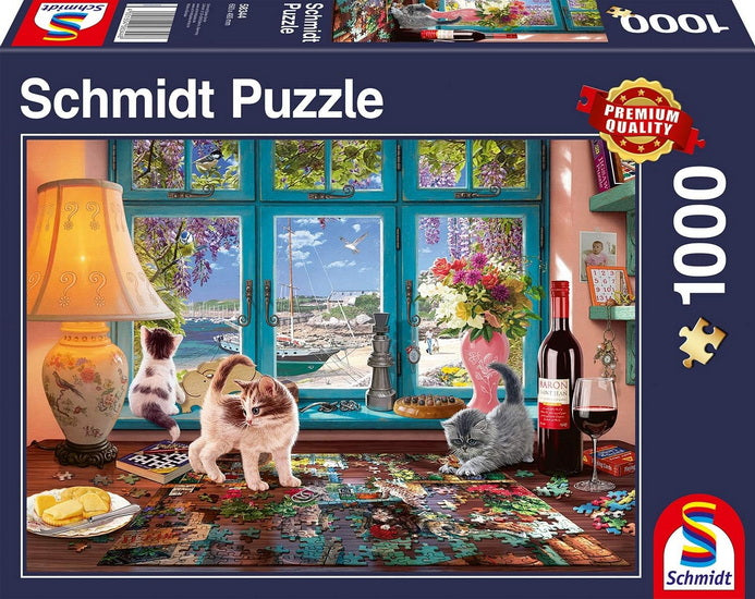 Table avec puzzle et chatons 1000 mcx