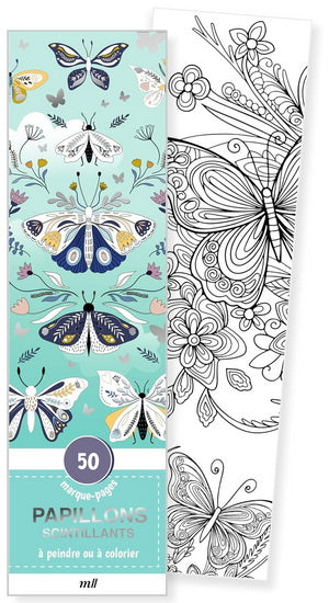 Papillons scintillants : 50 marque-pages à peindre ou à colorier