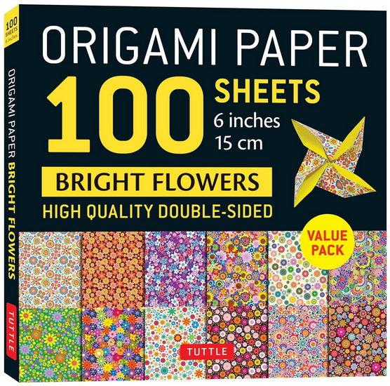 Origami Paper 100 Sheets Bright Flowers 6" (15 cm): Double-Sided Origami Sheets Printed with 12 Different Patterns (Instructions for 5 Projects Included)