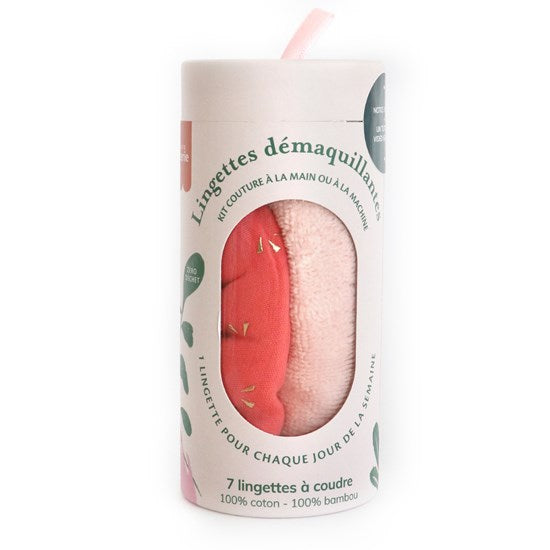 Ens. 7 lingettes démaquillantes à coudre - corail/or