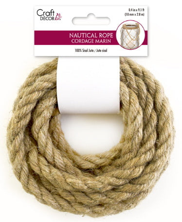 Braided jute marine cord - 10mm - 2.8m
