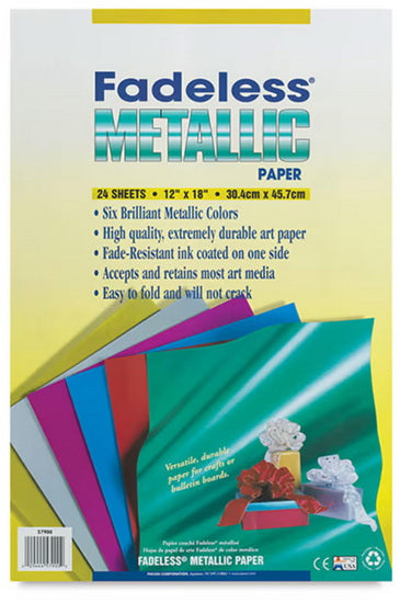 Pqt papier métallique - 12x18 - coloré (24f)