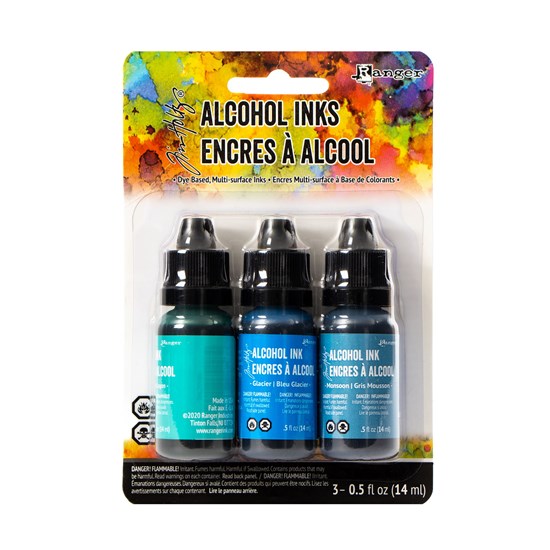 Set of Alcohol Ink  Teal Blue Spectrum - 3x14ml