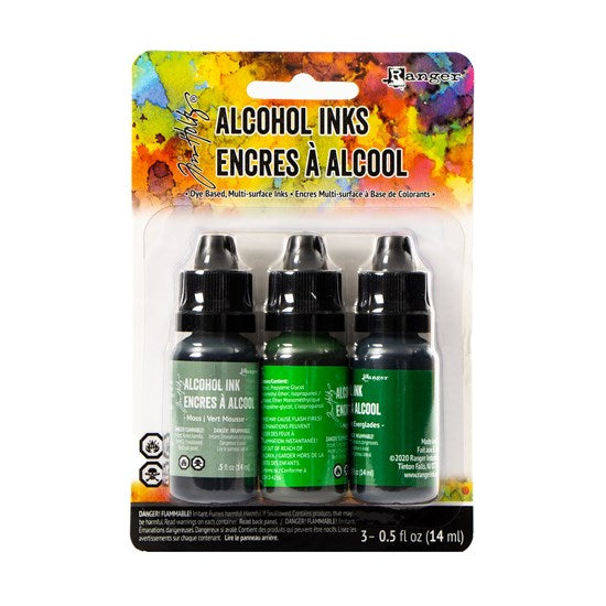 Set of Alcohol Ink  Minth Green Spectrum - 3x14ml