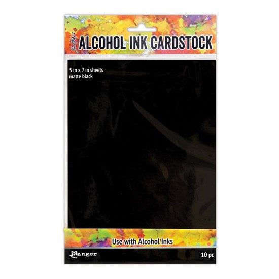 Pack of 10 Matte Black Alcohol Ink Cardstock Sheets - 5x7"