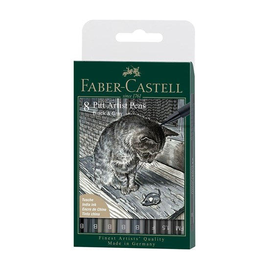 Ens. 8 marqueurs pitt noir et tons de gris