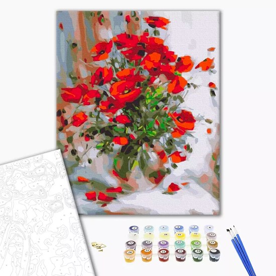 Kit peinture à numéros - « coquelicots à l'huile »