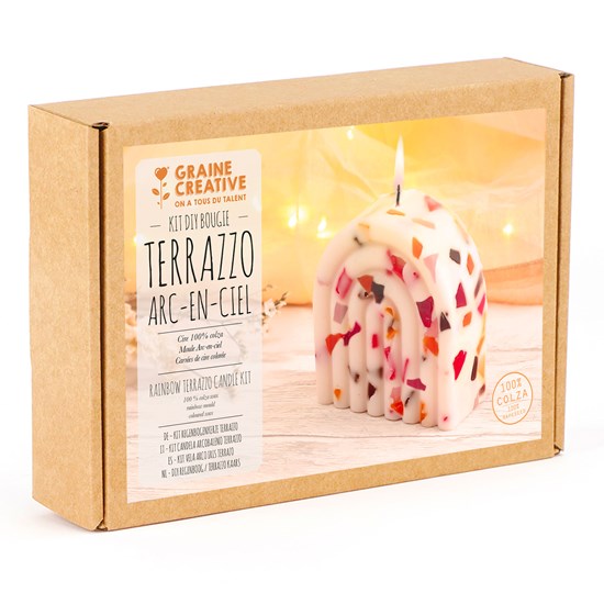 Ensemble créatif bougie - terrazzo arc-en-ciel