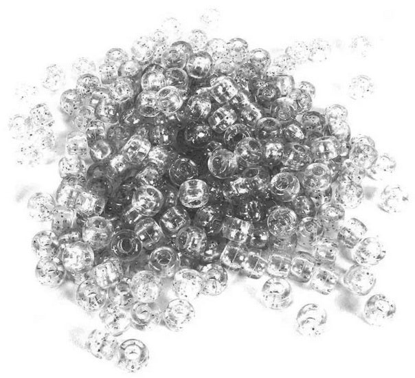 Pack of 300 Clear Glitter Pony Beads 9mm