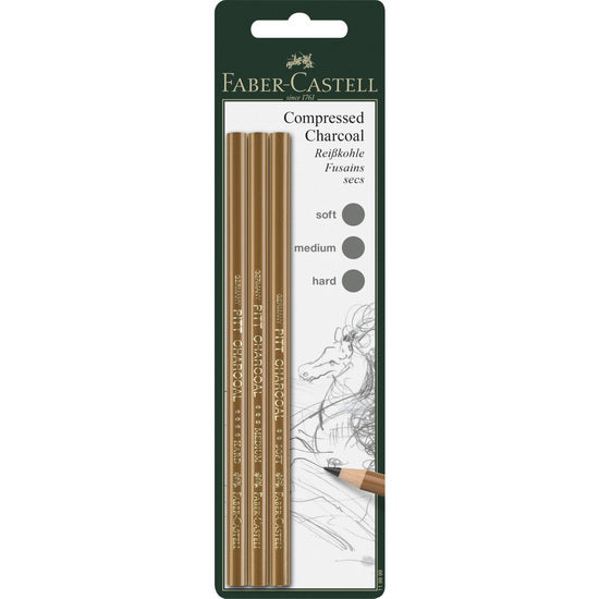 Ens. 3 crayons fusain secs pitt noir