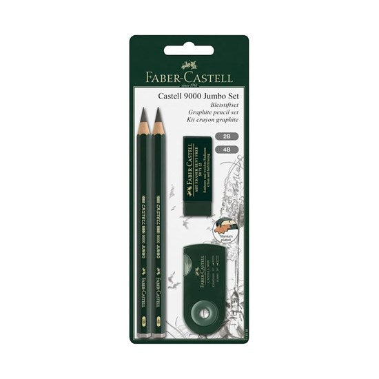 Ens. 4 crayons graphite large castell 9000