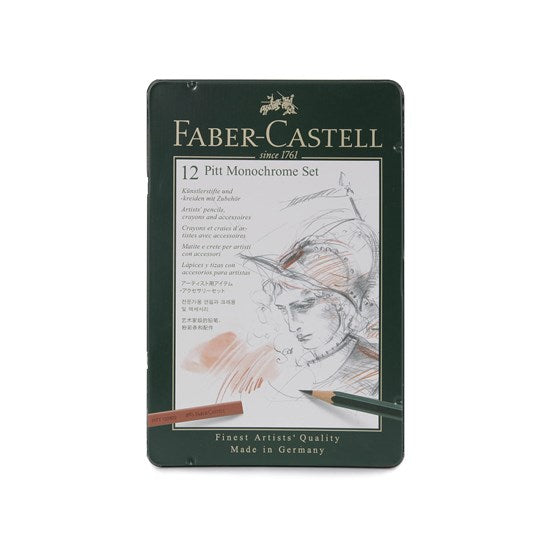 Set of 12 pitt monochrome pencils and charcoals