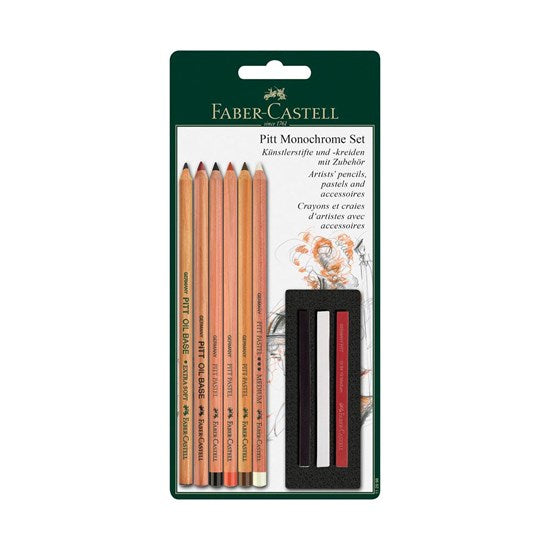 Ens. 9 pièces crayons et fusains pitt monochrome