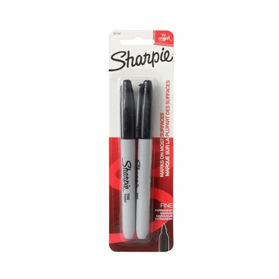 Set of 2 Sharpie Fine Tip Permanent Markers Black