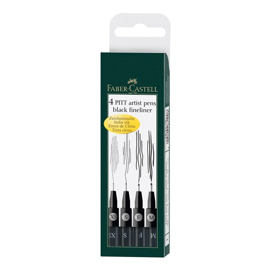 Ens. 4 marqueurs pitt noir pointes xs, s, f, m
