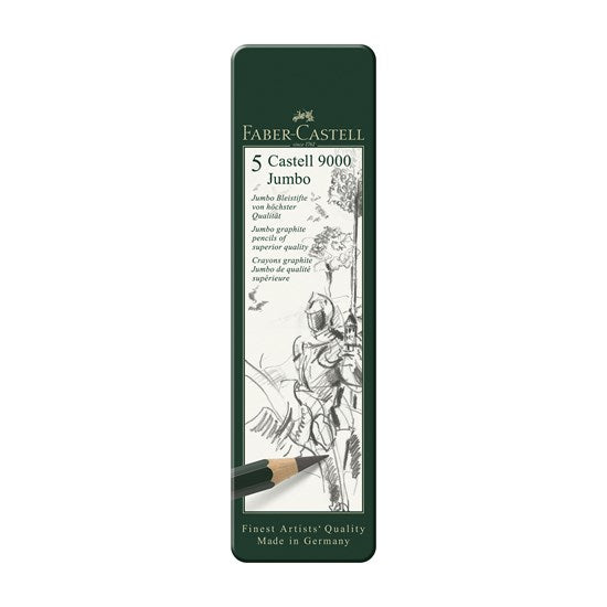 Ens. 5 crayons graphite large castell 9000
