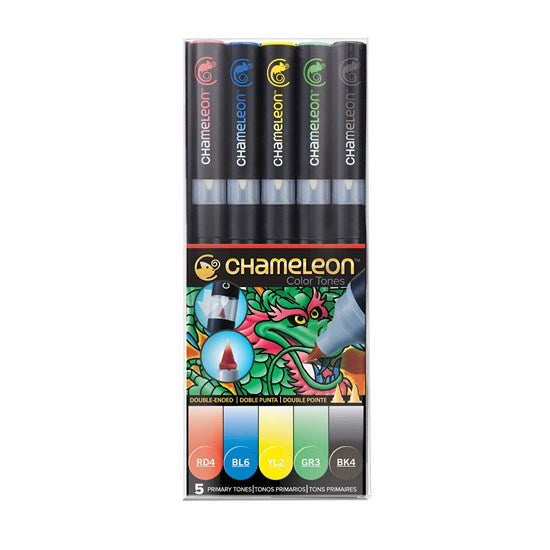 Ensemble de 5 marqueurs chameleon - tons primaires