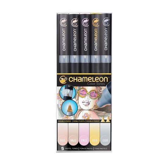 Ensemble de 5 marqueurs chameleon - tons pastel