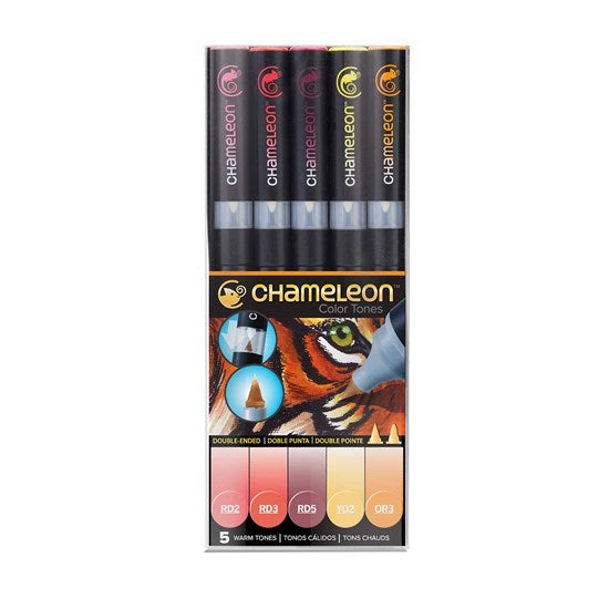 Ensemble de 5 marqueurs chameleon - tons chauds