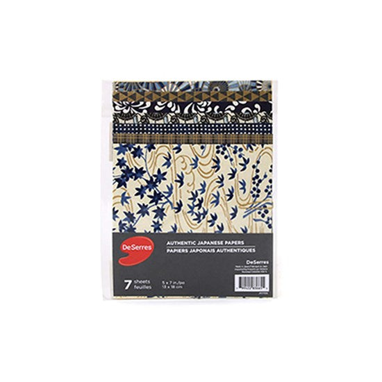 Japanese Paper Set of 7 Blue - 5X5"