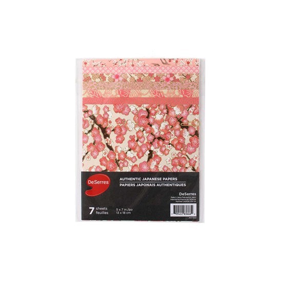 Japanese Paper Set of 7 Pink - 5X5"