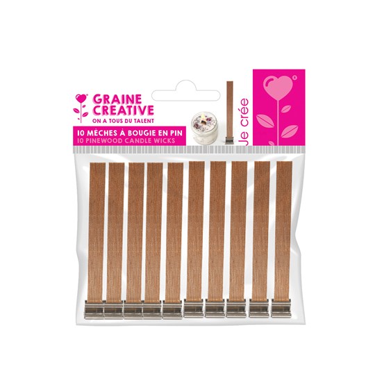 Pqt. 10 mèches à bougie en pin